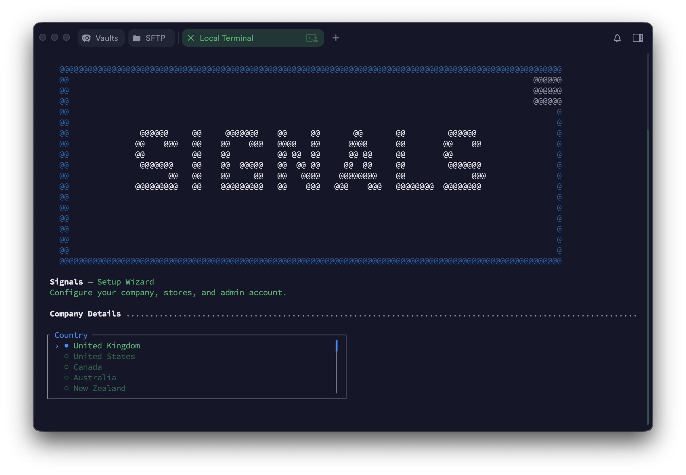 The signals:setup terminal wizard